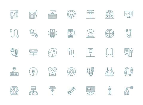 35 ligero línea vectores para cable tema limpiar icono colección para web utilizar