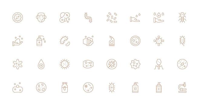 32 Icons for Bacteria in Thin Line Format Minimal Icon Pack vector