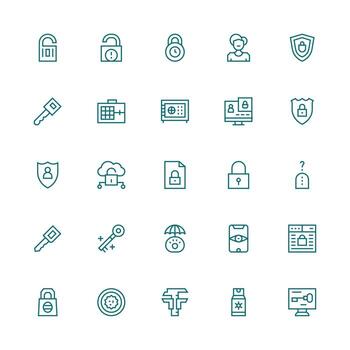 Password including 25 Medium Stroke Outline Illustrations Icons Built for Visual Consistency Pack vector