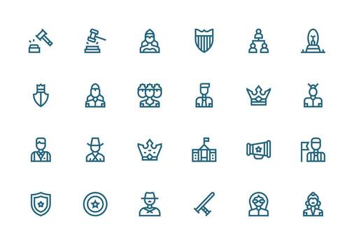 autoridad icono conjunto con 24 grueso línea línea gráficos digital icono colección vector