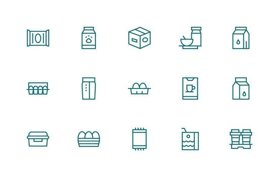 Carton including 15 Regular Line Illustrations Complete Icon Bundle for Web Design vector