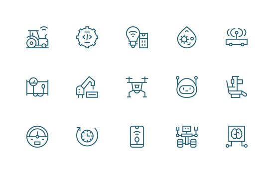 Automation Set with 15 Regular Line Icons Multi-Style Icon Collection vector