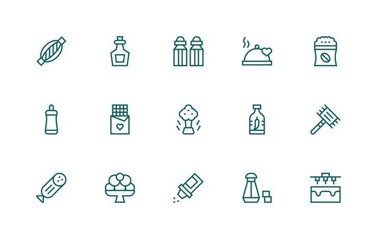 15 Regular Line Vectors for Gourmet Theme UI Icon Set
