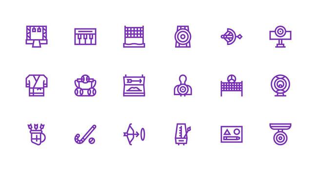 18 Practice Icons in Strong Stroke Line Aesthetic Icon Set for Web vector