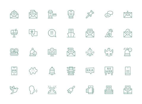 35 Message Icons in Light Line Aesthetic Multi-Purpose Icon Set vector