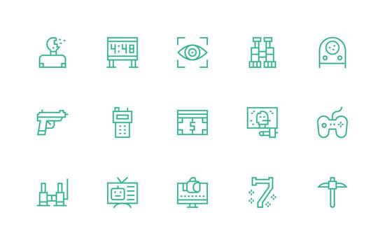 pixelado diseño íconos presentando 15 en regular línea estilo organizado glifo íconos para rápido diseño vector