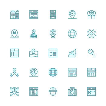 sitio diseño íconos presentando 25 en medio carrera contorno estilo alta resolución íconos para ninguna plataforma vector