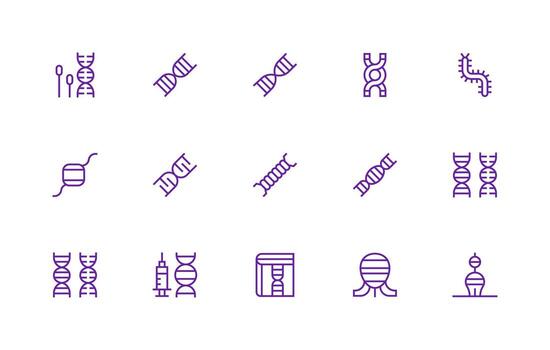 Chromosome Set with 15 Regular Line Icons Flat Icon Set vector