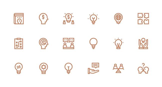 resolver problemas diseño íconos presentando 18 en fuerte carrera línea estilo completamente editable icono conjunto para web vector