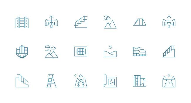 Elevation including 18 Minimal Line Illustrations Flexible Icon System for Web Interfaces vector