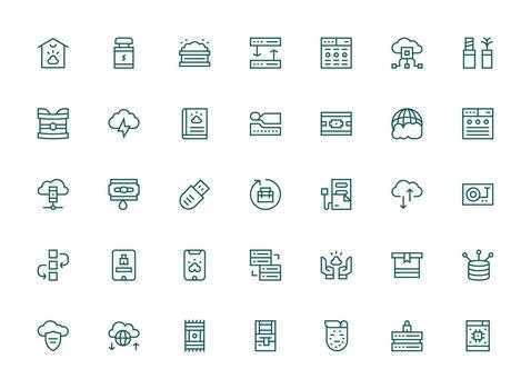 Regular Clean Line Style Backup Icons with 35 Vectors Pixel Perfect Icons for Modern Apps