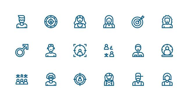 Demographic Set with 18 Strong Stroke Line Icons Clean Set for Layout Prototypes vector