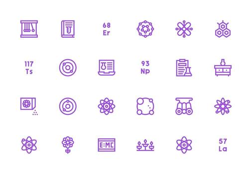 24 Thick Line Line Icons for Physics Graphics Interface Icons for Daily Use vector
