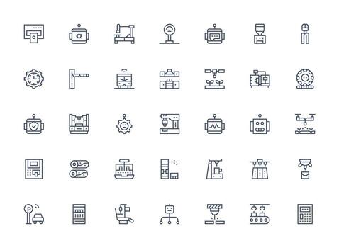 35 Regular Clean Line Icons for Automated Graphics Functional Icon Series vector