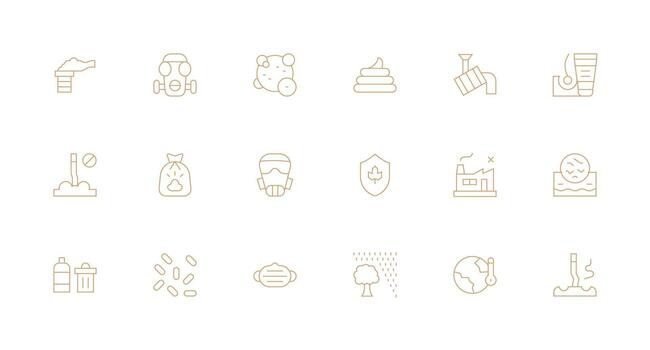 Pollution Visual Pack containing 18 Minimal Line Icons Smart Icon Collection vector