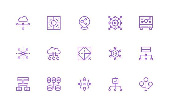 15 regular línea estilo íconos desde repartido colección claro y conciso icono conjunto colección vector