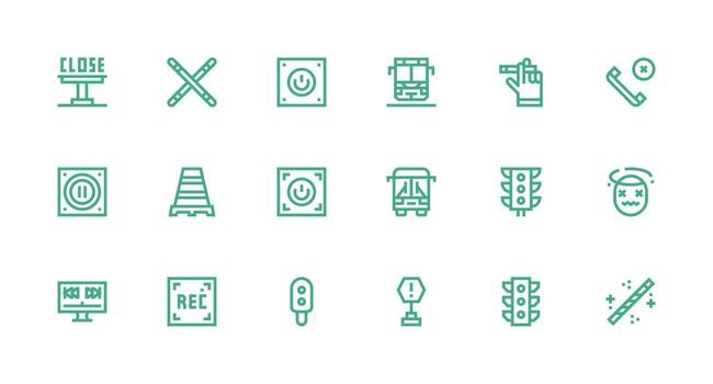 Strong Stroke Line Icons from Stop Set with 18 Vectors Sharp Icons for Presentations