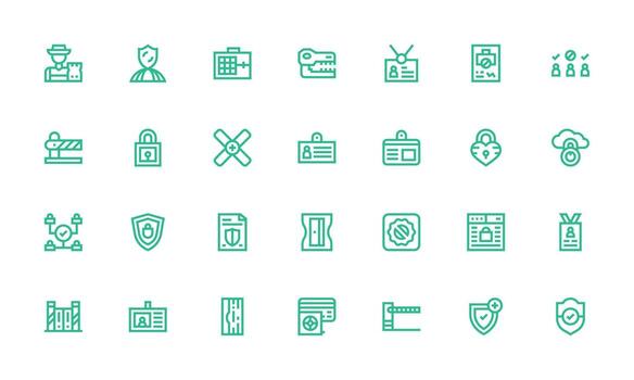 Access Control including 28 Bold Line Illustrations Simplified Icon Pack for Visual Tools vector