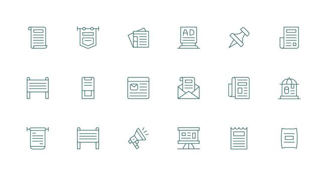 18 Minimal Line Icons for Bulletin Graphics Scalable Icons for All Themes vector