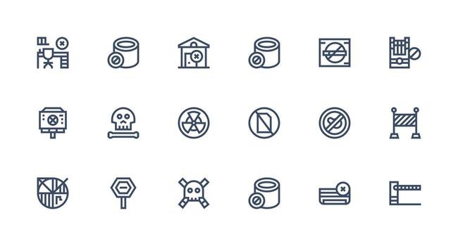 fuerte carrera línea estilo hacer no entrar íconos con 18 vectores basado en temas icono paquete