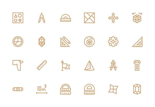 grueso línea línea íconos desde geometría conjunto con 24 vectores pulcramente diseñado íconos para web plataformas