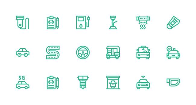 Auto Icon Set with 18 Strong Stroke Line Graphics Scalable Icons for All Themes vector