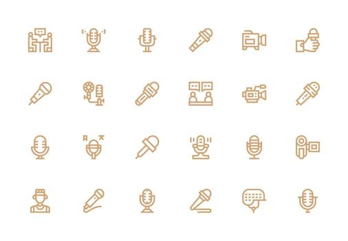 Interview Icon Set with 24 Thick Line Line Graphics Basic Icon Series vector