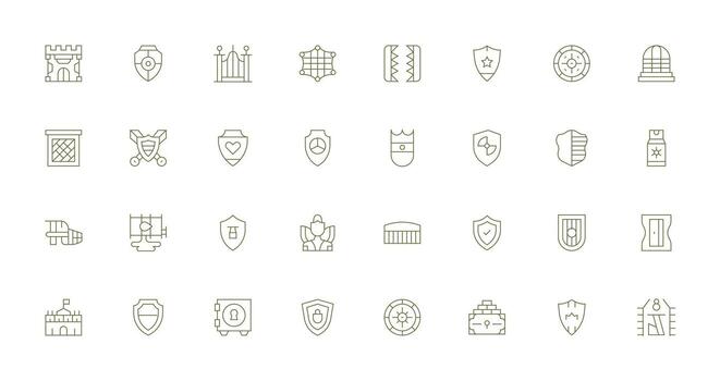 Guarded including 32 Thin Line Illustrations Simple Icons for Interface and Wireframes vector