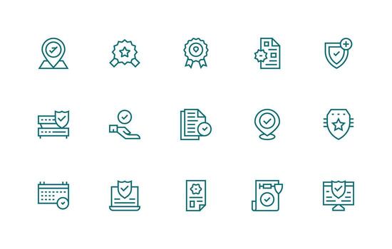 15 Icons for Verified in Regular Line Format Multi-Style Icons for Creative Projects vector