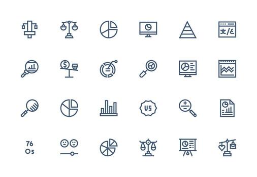 24 Thick Line Line Designs for Comparison Icons Core Icon Collection for Daily Tasks vector
