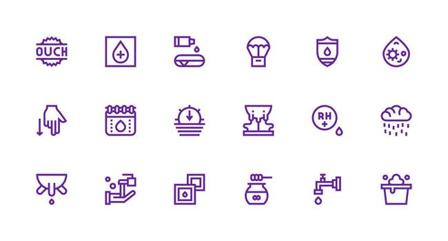 Strong Stroke Line Style Drop Icons with 18 Vectors Scalable Icons for All Themes