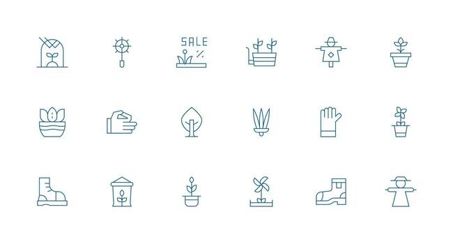 Gardening Set with 18 Minimal Line Icons Well-Structured Icons for Creative Use vector