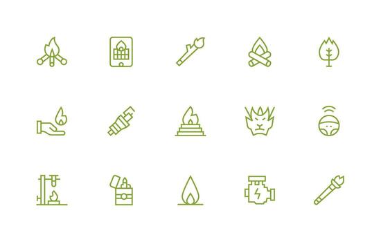 encendido diseño íconos presentando 15 en regular línea estilo esencial icono colección vector