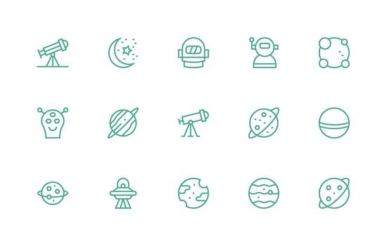 15 Regular Line Style Icons from Galaxy Collection Neatly Designed Icons for Web Platforms vector
