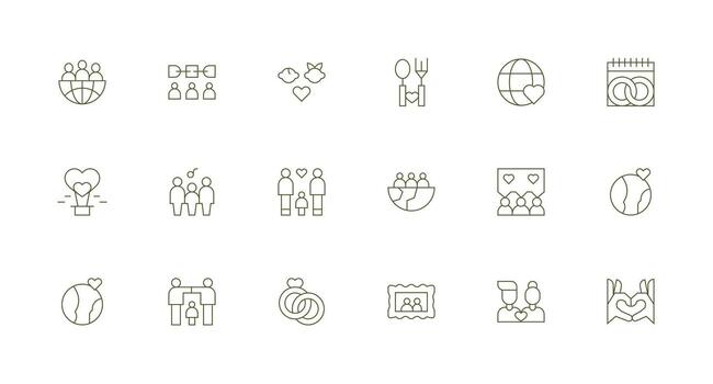 unión presentando 18 íconos en mínimo línea diseño simplificado icono paquete para visual herramientas vector
