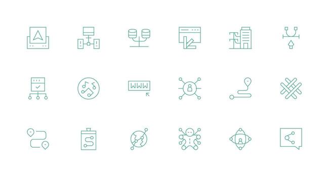 Link Design Icons featuring 18 in Minimal Line Style Fully Editable Icon Set for Web vector