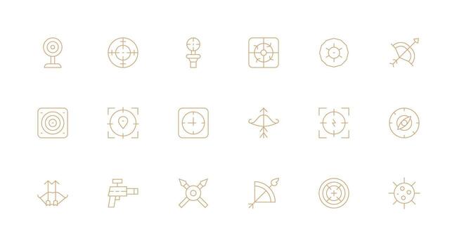 Aiming Icon Set with 18 Minimal Line Graphics Icon Set vector