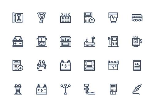 Thick Line Line Icons from Terminal Set with 24 Vectors Reliable Icons for All Interfaces