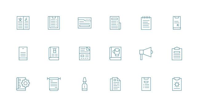 18 mínimo línea diseños para instrucciones íconos mínimo icono conjunto para interfaz proyectos vector