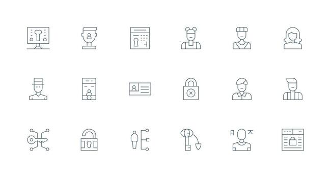 18 mínimo línea estilo íconos desde iniciar sesión colección de múltiples fines icono paquete para plantillas vector