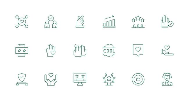 18 Minimal Line Vectors for Positive Feedback Theme Full Icon Library for UI Designers
