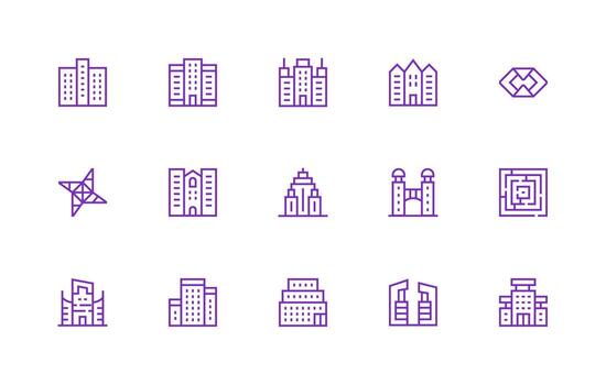 Regular Line Style Complex Icons with 15 Vectors Simple Icon Pack
