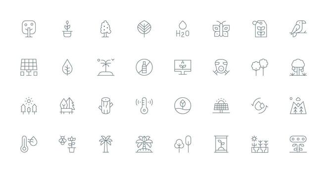 Environment Icon Collection with 32 Thin Line Designs UI Icon Set vector