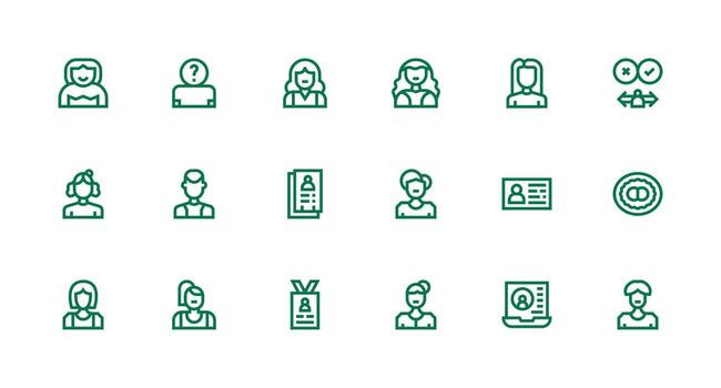 18 Strong Stroke Line Icons for User Account Graphics Essential Icon Set for Teams vector