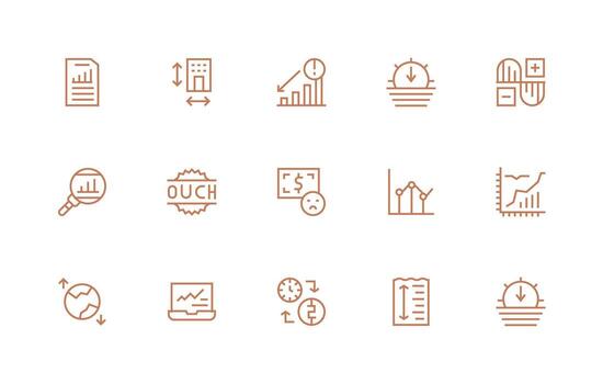 15 Regular Line Style Icons from Decrease Collection Responsive Icon Set for Flexible Layouts vector