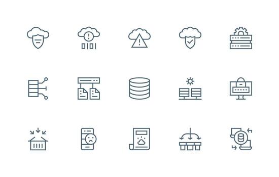 servidor icono colección con 15 regular línea diseños detallado icono colección para diseño sistemas vector
