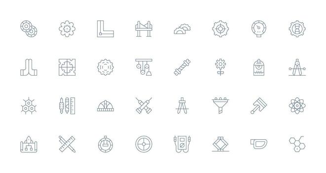 Ingenieria conjunto con 32 Delgado línea íconos multi-estilo icono colección vector