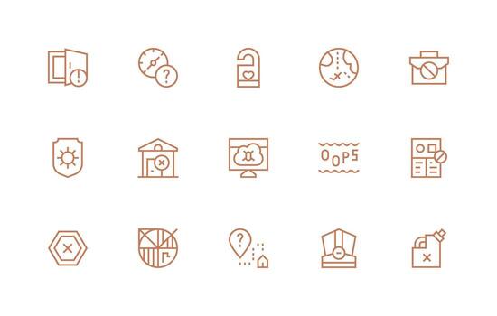 15 Icons for Unavailable in Regular Line Format Icon Set vector