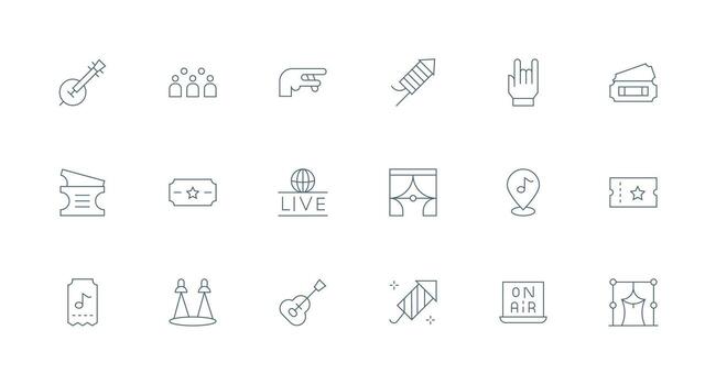 Show Design Icons featuring 18 in Minimal Line Style Compact Icon Set vector