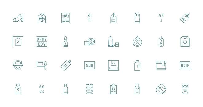 32 Delgado línea vectores para etiqueta tema web y aplicación icono paquete colección